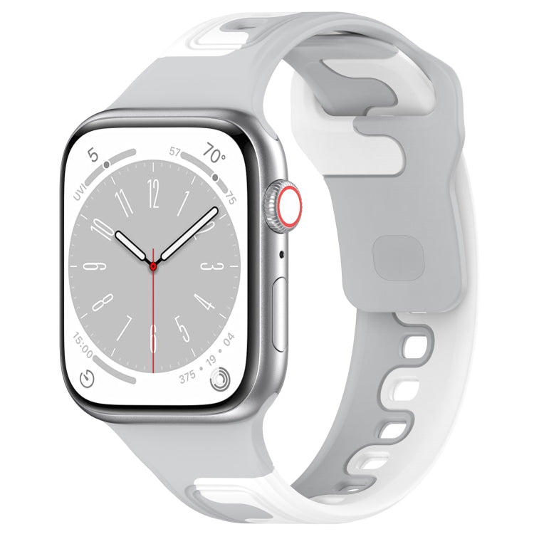 For Apple Watch 5 40mm Double Color Silicone Watch Band(Grey+White)