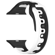 For Apple Watch 3 38mm Double Color Silicone Watch Band(Black+White)
