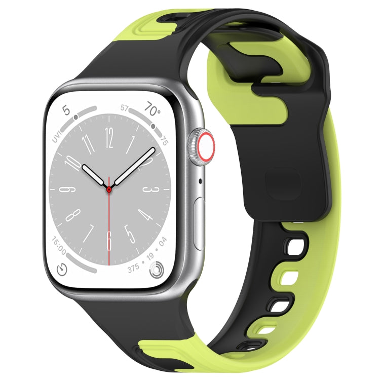 For Apple Watch 2 42mm Double Color Silicone Watch Band(Black+Green)
