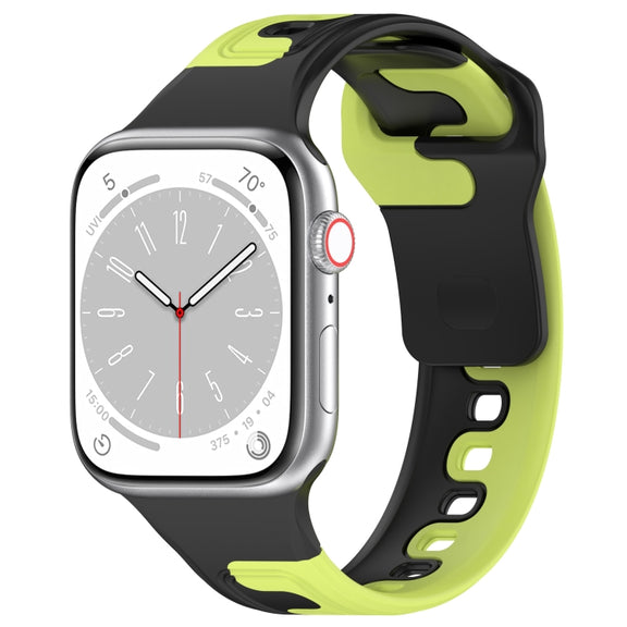 For Apple Watch 2 42mm Double Color Silicone Watch Band(Black+Green)