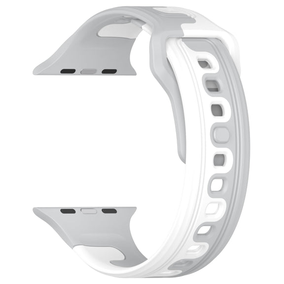For Apple Watch 42mm Double Color Silicone Watch Band(Grey+White)