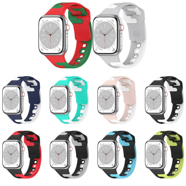 For Apple Watch 5 40mm Double Color Silicone Watch Band(Grey+White)