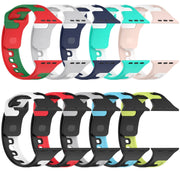 For Apple Watch 38mm Double Color Silicone Watch Band(Black+Blue)