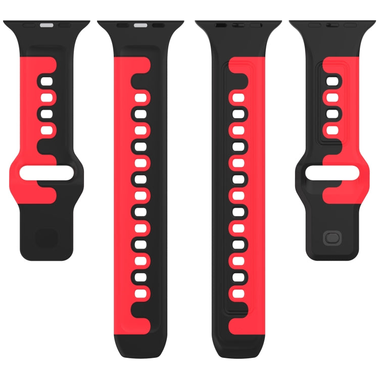 For Apple Watch 2 38mm Double Color Silicone Watch Band(Black+Blue)