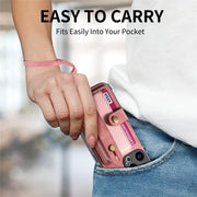 For iPhone 15 Pro Retro Cross Wristband Wallet Leather Back Phone Case(Pink)