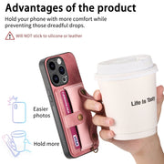 For iPhone 15 Pro Retro Cross Wristband Wallet Leather Back Phone Case(Pink)