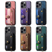 For iPhone 15 Pro Retro Cross Wristband Wallet Leather Back Phone Case(Pink)
