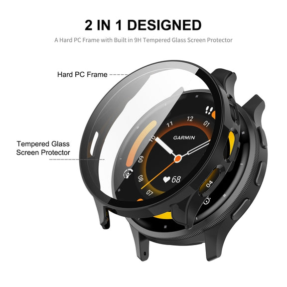 Compatible with Garmin Venu 3 ENKAY Hat-Prince Full Coverage PC + Tempered Glass Film Integrated Watch Case(Black)