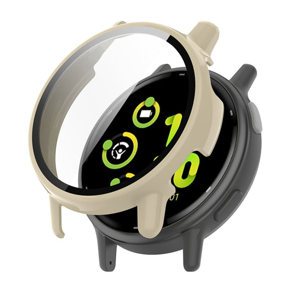 Compatible with Garmin Active 5 ENKAY Hat-Prince Full Coverage PC + Tempered Glass Film Integrated Watch Case(Ivory White)