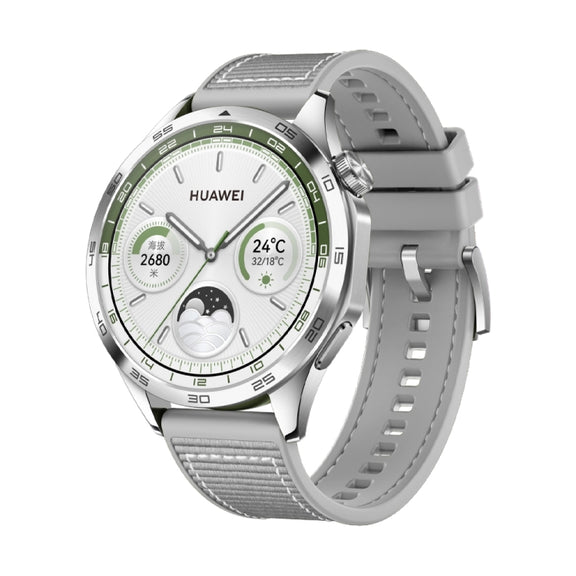 For Huawei Watch GT4 46mm Nylon Silicone Leather Watch Band(Gray)