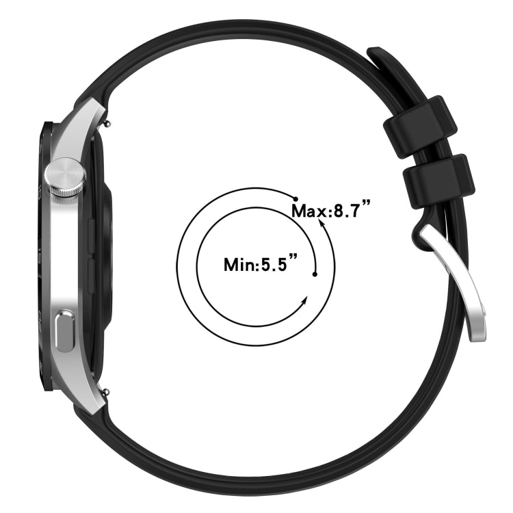 For Huawei Watch GT4 46mm 22mm Liquid Glossy Silver Buckle Silicone Watch Band(Black) - Watch Bands by PMC TechLife | Online Shopping South Africa | PMC TechLife | Buy Now Pay Later Mobicred