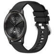 Compatible with Garmin VivoMove Trend Liquid Glossy Silver Buckle Silicone Watch Band(Black) - free shipping - PMC TechLife - Order now!