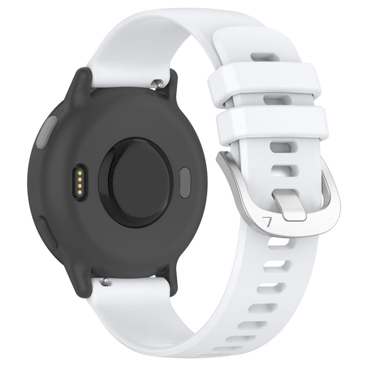 Compatible with Garmin VivoMove Trend Liquid Glossy Silver Buckle Silicone Watch Band(White)