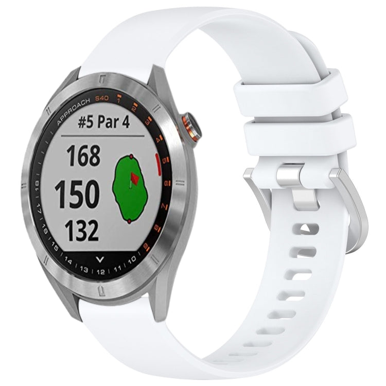 Compatible with Garmin Approach S40 Liquid Glossy Silver Buckle Silicone Watch Band(White) - Watch Bands by PMC TechLife | Online Shopping South Africa | PMC TechLife | Buy Now Pay Later Mobicred