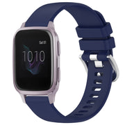 Compatible with Garmin Venu / Venu SQ Liquid Glossy Silver Buckle Silicone Watch Band(Dark Blue)