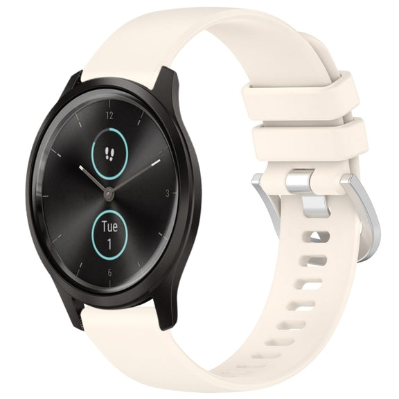 Compatible with Garmin VivoMove Style / Vivomove Liquid Glossy Silver Buckle Silicone Watch Band(Starlight)