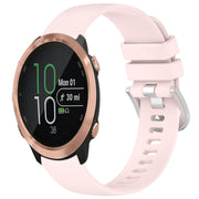 Compatible with Garmin Compatible witherunner 645 / 645 Music Liquid Glossy Silver Buckle Silicone Watch Band(Pink)