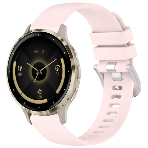 Compatible with Garmin Venu 3S Liquid Glossy Silver Buckle Silicone Watch Band(Pink)