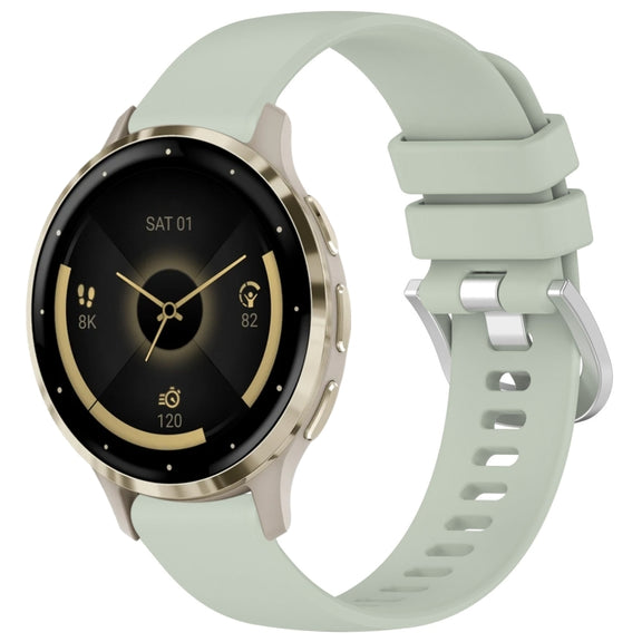 Compatible with Garmin Venu 3S Liquid Glossy Silver Buckle Silicone Watch Band(Green)