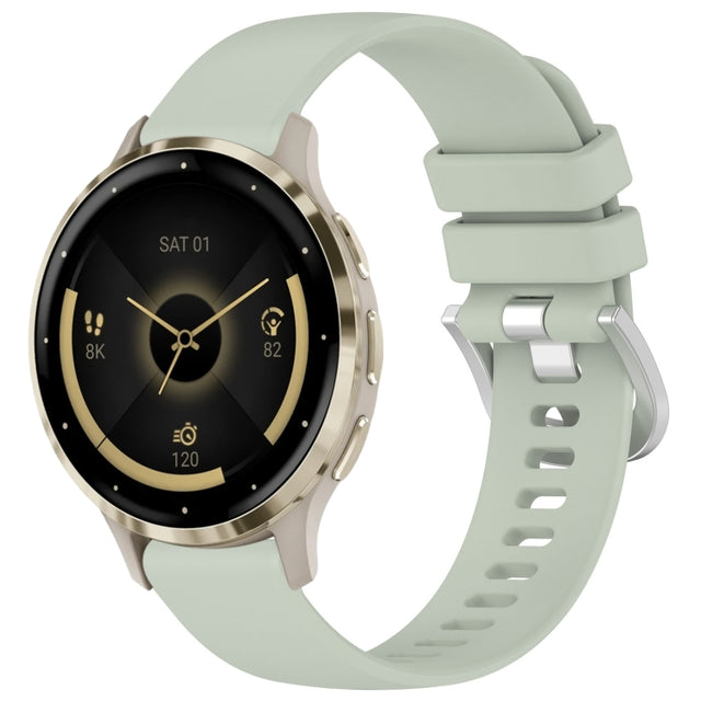 Compatible with Garmin Venu 3S Liquid Glossy Silver Buckle Silicone Watch Band(Green)
