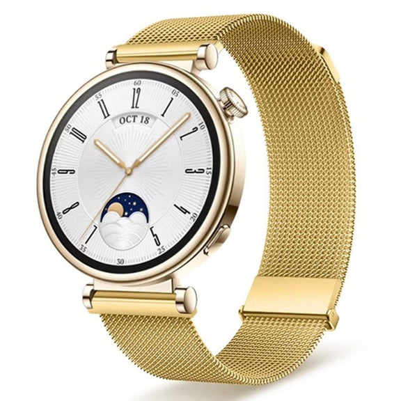For Huawei Watch GT 4 41mm Milan Dual Mmagnetic Steel Mesh Watch Band(Gold)