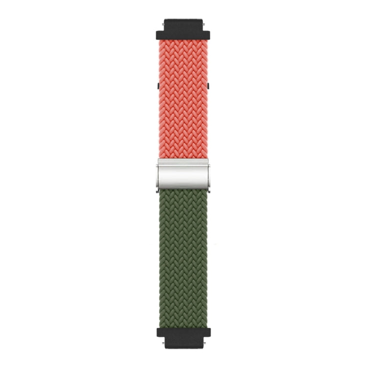 For Huawei Watch GT4 41mm Integrated Buckle Braided Nylon Watch Band(Orange+Olive Green) - Watch Bands by PMC TechLife | Online Shopping South Africa | PMC TechLife