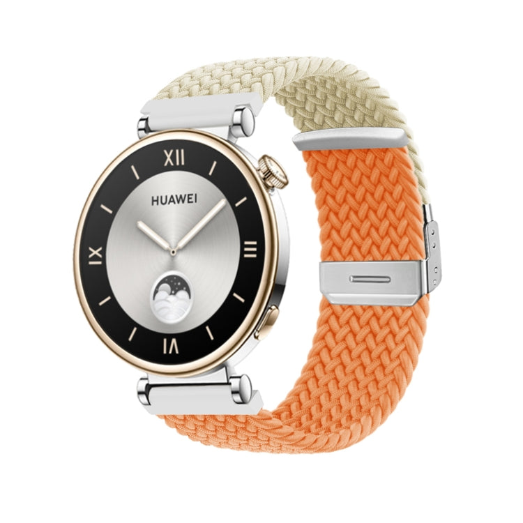 For Huawei Watch GT4 41mm Integrated Buckle Braided Nylon Watch Band(Starlight+Orange) - Watch Bands by PMC TechLife | Online Shopping South Africa | PMC TechLife
