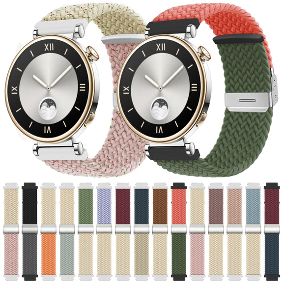 For Huawei Watch GT4 41mm Integrated Buckle Braided Nylon Watch Band(Black+Grey)