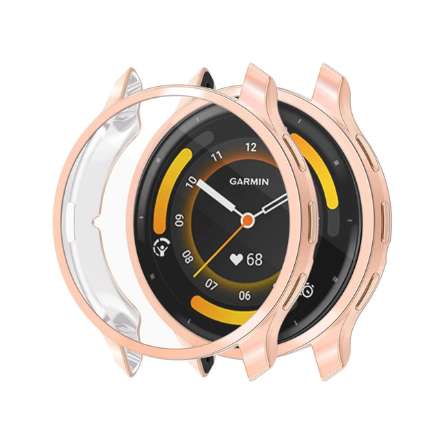 Compatible with Garmin Venu 3S ENKAY Hat-Prince Full Coverage Electroplated TPU Watch Case with Screen Protection(Rose Gold)