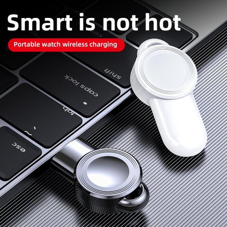 For Apple Watch Aluminum USB Watch Wireless Charger(White)