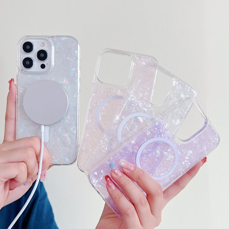 For iPhone 15 Shell Texture MagSafe TPU Phone Case(Purple)