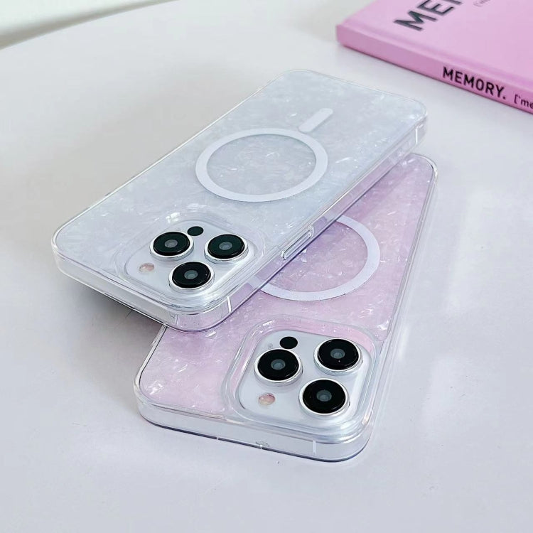 For iPhone 15 Shell Texture MagSafe TPU Phone Case(Purple)