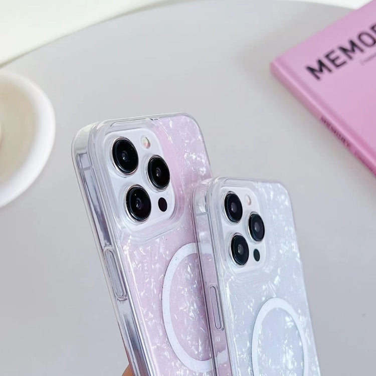 For iPhone 15 Shell Texture MagSafe TPU Phone Case(Purple)