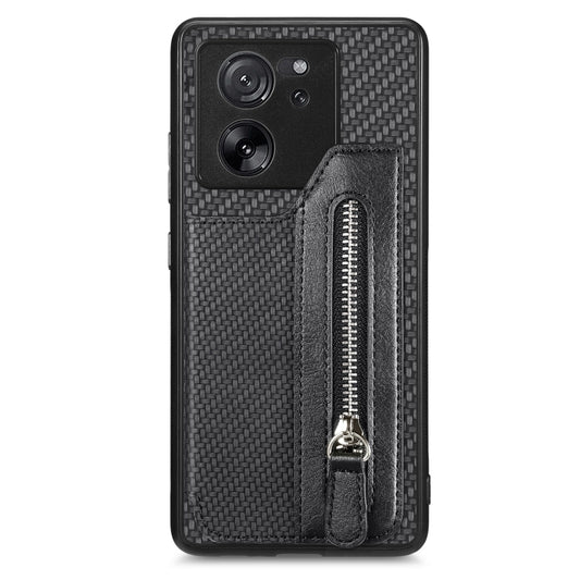 For Xiaomi 13T / 13T Pro Carbon Fiber Flip Zipper Wallet Phone Case(Black) - free shipping - PMC Jewellery - Order now!