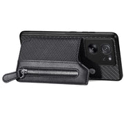 For Xiaomi 13T / 13T Pro Carbon Fiber Flip Zipper Wallet Phone Case(Black)