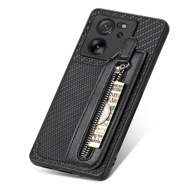 For Xiaomi 13T / 13T Pro Carbon Fiber Flip Zipper Wallet Phone Case(Black) - free shipping - PMC TechLife - Order now!