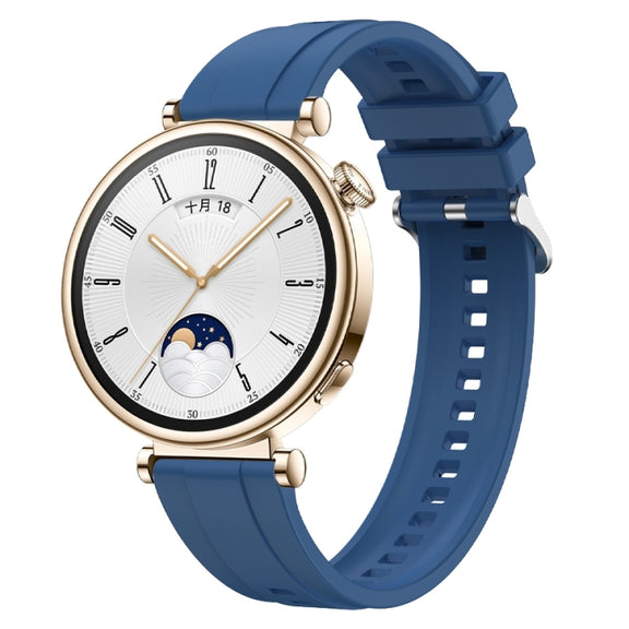 For Huawei Watch GT4 41mm Tire Pattern Silver Buckle Silicone Watch Band(Blue)