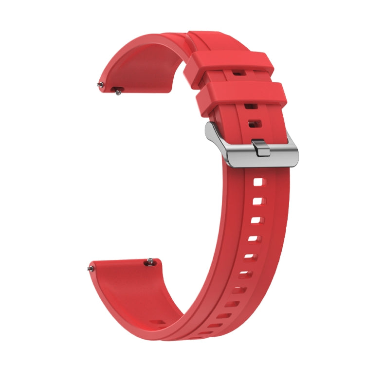 For Huawei Watch GT4 41mm Tire Pattern Silver Buckle Silicone Watch Band(Red)