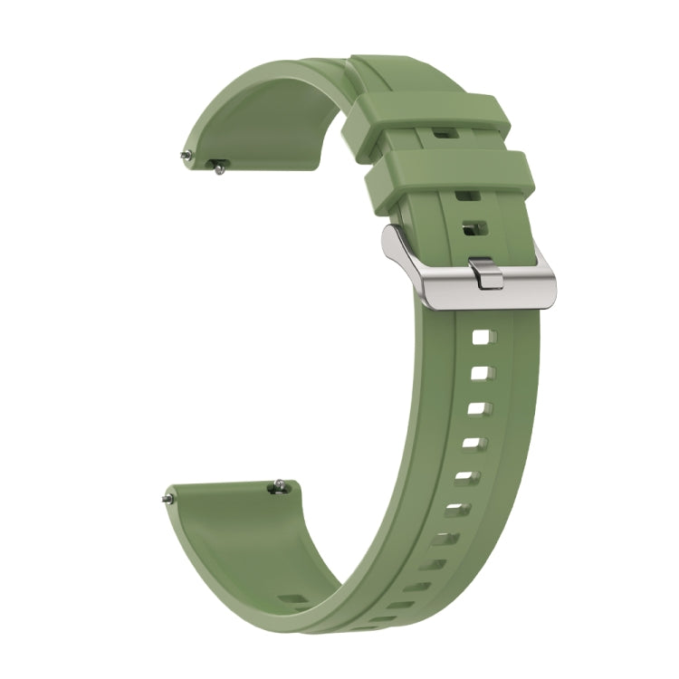 For Huawei Watch GT4 46mm Tire Pattern Silver Buckle Silicone Watch Band(Green) - Watch Bands by PMC TechLife | Online Shopping South Africa | PMC TechLife