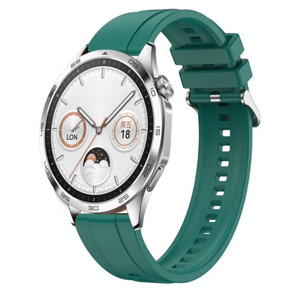 For Huawei Watch GT4 46mm Tire Pattern Silver Buckle Silicone Watch Band(Dark Green)