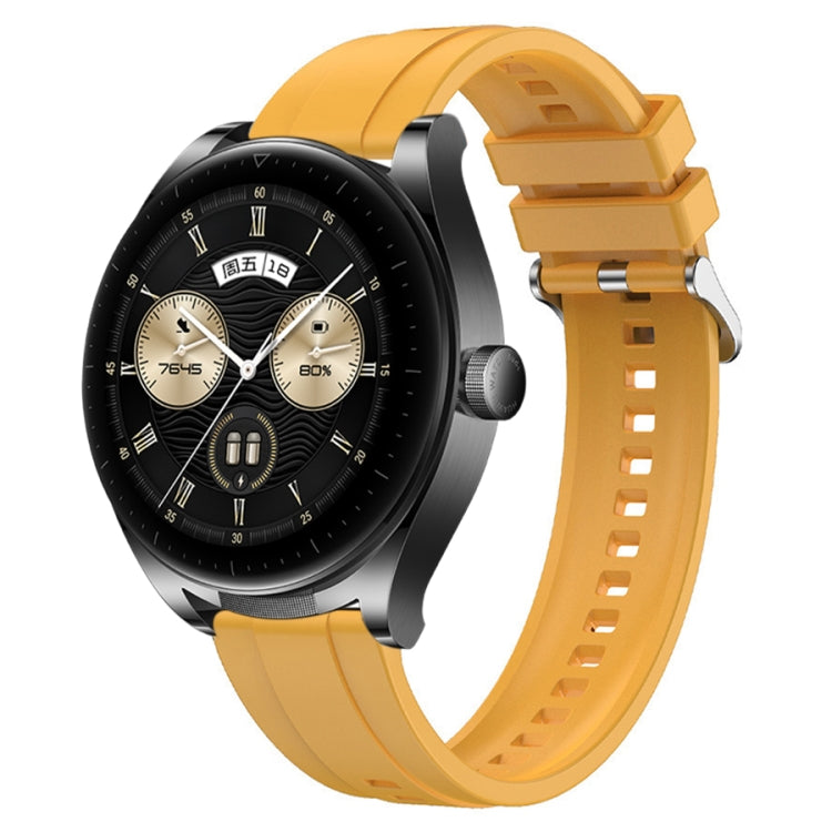 For Huawei Watch GT3 SE / Watch Buds Tire Pattern Silver Buckle Silicone Watch Band(Yellow) - Watch Bands by PMC TechLife | Online Shopping South Africa | PMC TechLife