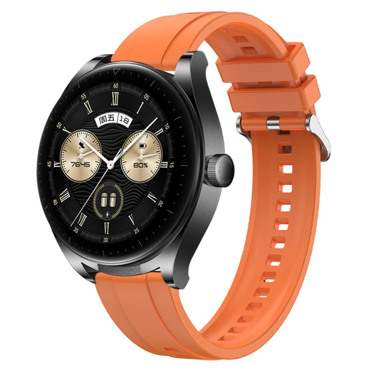 For Huawei Watch GT3 SE / Watch Buds Tire Pattern Silver Buckle Silicone Watch Band(Orange) - Watch Bands by PMC TechLife | Online Shopping South Africa | PMC TechLife