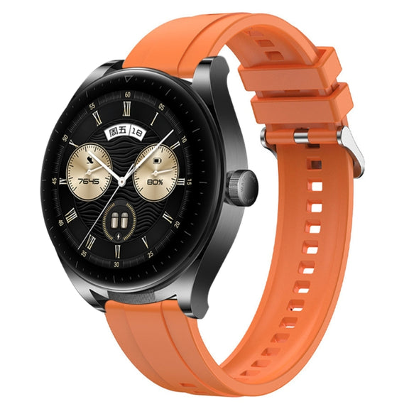 For Huawei Watch GT3 SE / Watch Buds Tire Pattern Silver Buckle Silicone Watch Band(Orange)