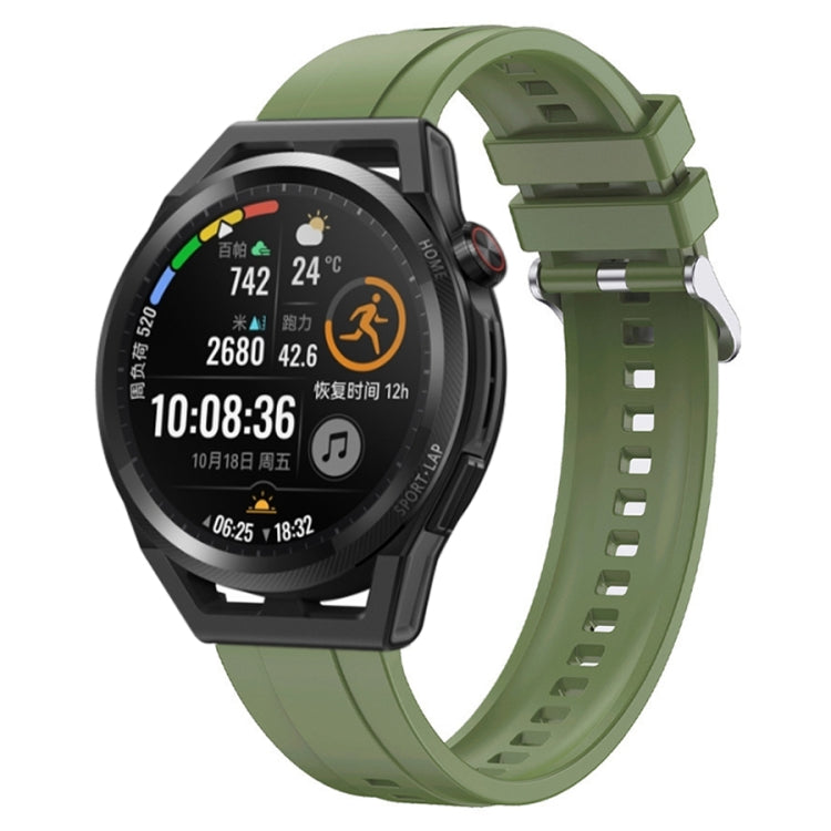 For Huawei Watch3 Pro New / GT Runner Tire Pattern Silver Buckle Silicone Watch Band(Green) - Watch Bands by PMC TechLife | Online Shopping South Africa | PMC TechLife