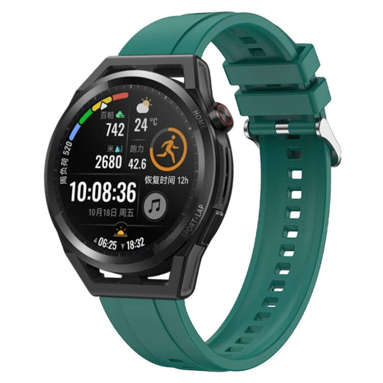 For Huawei Watch3 Pro New / GT Runner Tire Pattern Silver Buckle Silicone Watch Band(Dark Green) - Watch Bands by PMC TechLife | Online Shopping South Africa | PMC TechLife