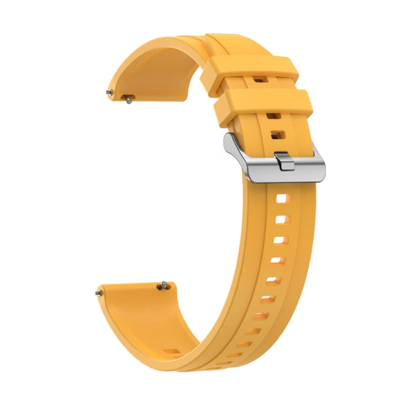For Huawei Watch GT3 Pro 46mm Tire Pattern Silver Buckle Silicone Watch Band(Yellow)