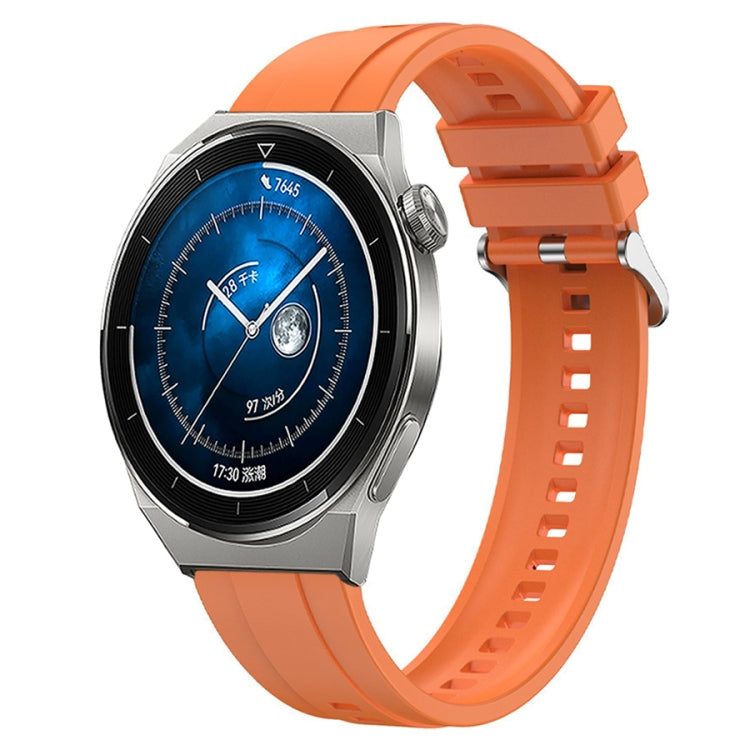 For Huawei Watch GT3 Pro 46mm Tire Pattern Silver Buckle Silicone Watch Band(Orange) - Watch Bands by PMC TechLife | Online Shopping South Africa | PMC TechLife