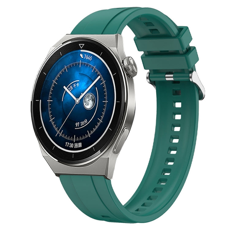 For Huawei Watch GT3 Pro 46mm Tire Pattern Silver Buckle Silicone Watch Band(Dark Green) - Watch Bands by PMC TechLife | Online Shopping South Africa | PMC TechLife
