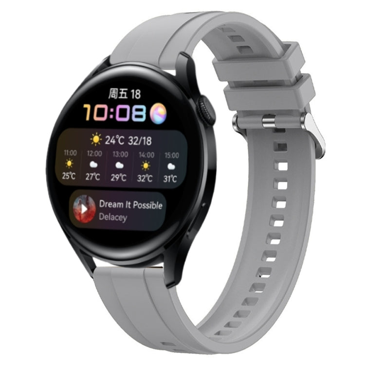 For Huawei Watch 3 / 3 Pro Tire Pattern Silver Buckle Silicone Watch Band(Light Gray) - Watch Bands by PMC TechLife | Online Shopping South Africa | PMC TechLife