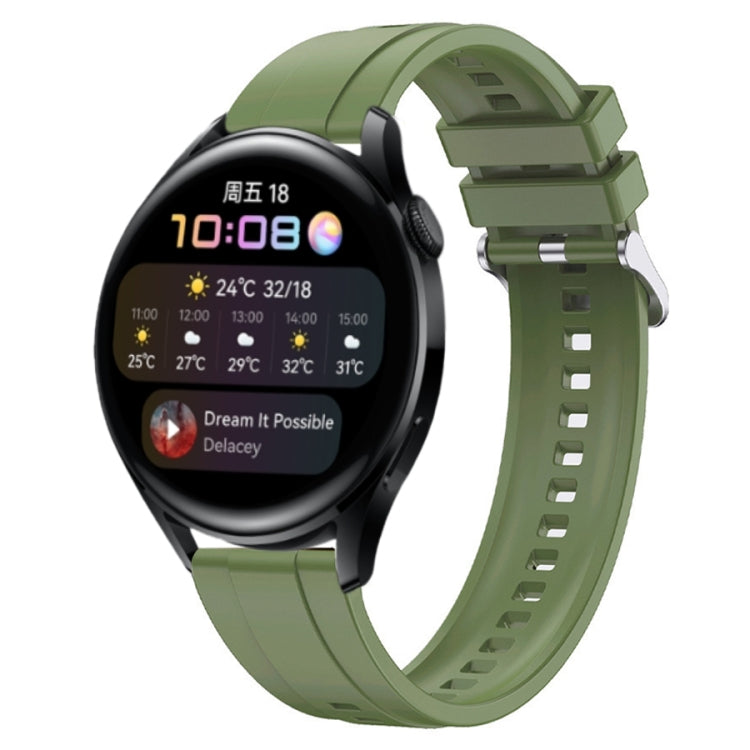 For Huawei Watch 3 / 3 Pro Tire Pattern Silver Buckle Silicone Watch Band(Green) - Watch Bands by PMC TechLife | Online Shopping South Africa | PMC TechLife